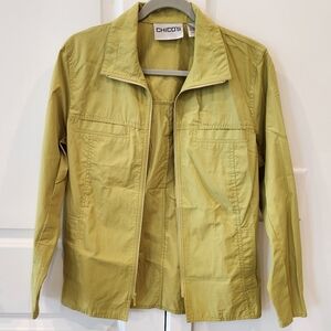 Light Green Women’s Casual Zip-Front Jacket